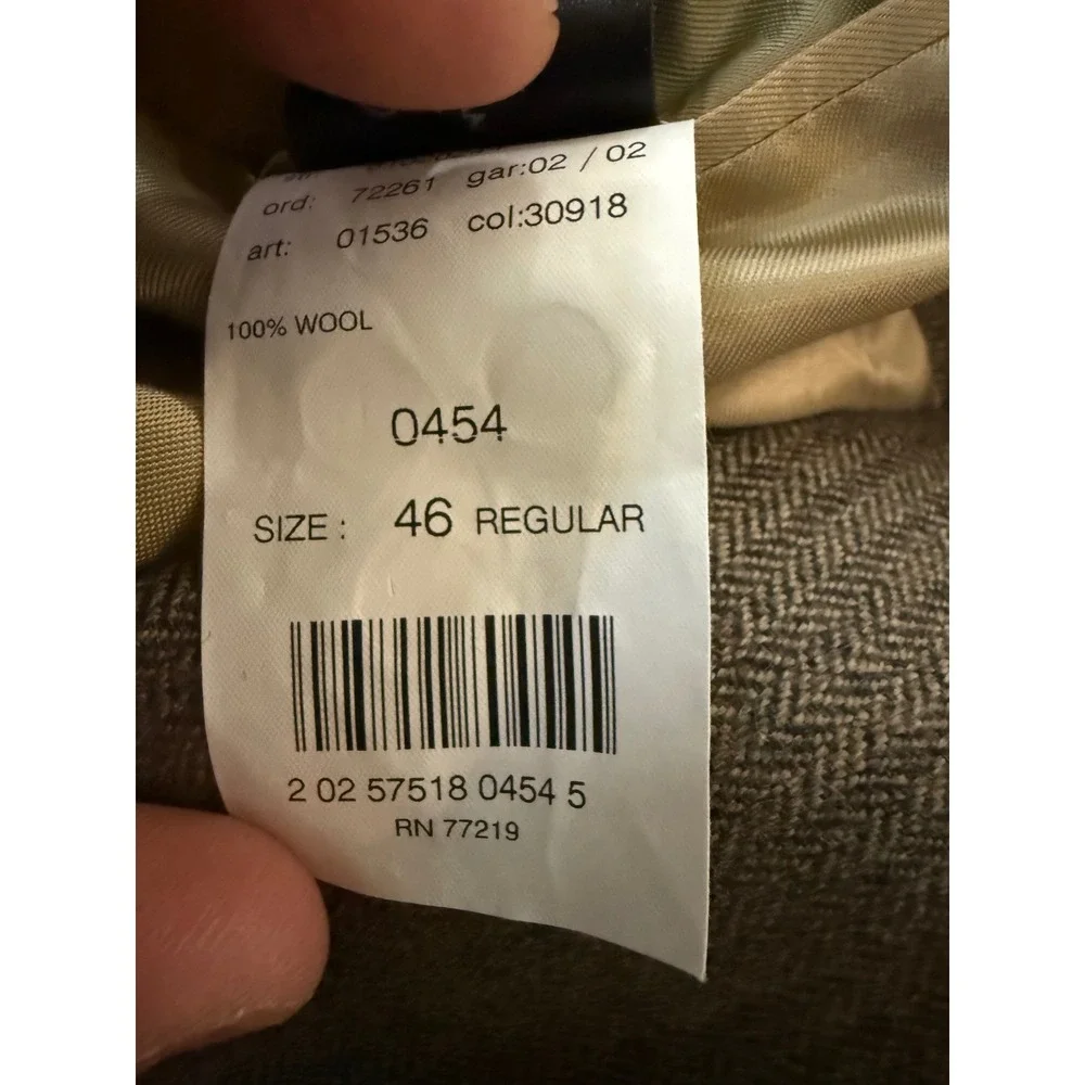 S&K Famous Brands Mens 46R Brown Herringbone 100% Wool Blazer Sport Coat Israel
